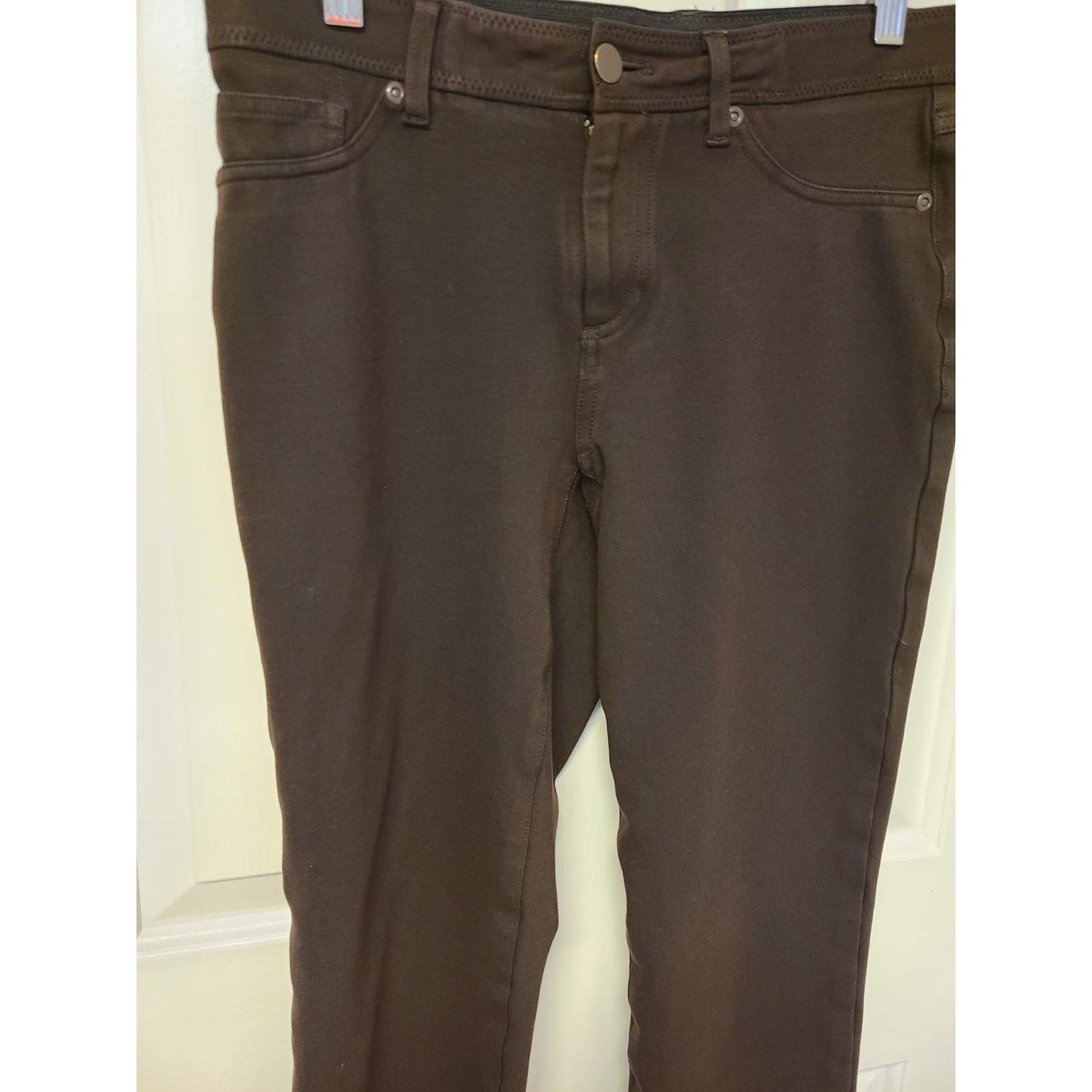 Chico's Women's 0 Brown Rayon Slim Straight Leg Stretch Dress Pants Slacks